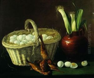 Nature Morte Au Panier D'oeufs, Poissons Et Poireaux