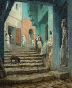 Ruelle Animee Dans La Kasbah D'alger Lively Street In Algier