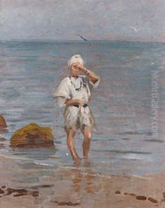 Enfant Au Turban Dans Les Vagues Enfant Au Turban Dans Les Vagues