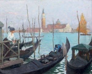 Jeune Femme Au Chapeau Gris A Venise, San Giorgio Dans Le Fond Jeune Femme Au Chapeau Gris A Venise, San Giorgio Dans Le Fond