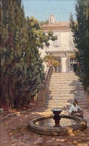 Femme Assise Pres D'un Bassin