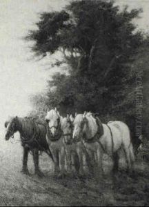 Team Of Plough Horses by Adrian Jones