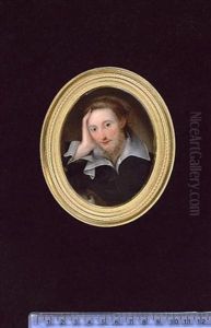 William Shakespeare, Leaning On His Right Hand, Wearing Black Silk Doublet With White Lawn Collar And Cuffs by Charlotte Jones