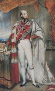William Frederick, 2nd Duke Of Gloucester, Wearing The Mantle And Collar Of The Garter Over Scarlet Coat, A Crown By His Side, Windsor Castle In The Distance