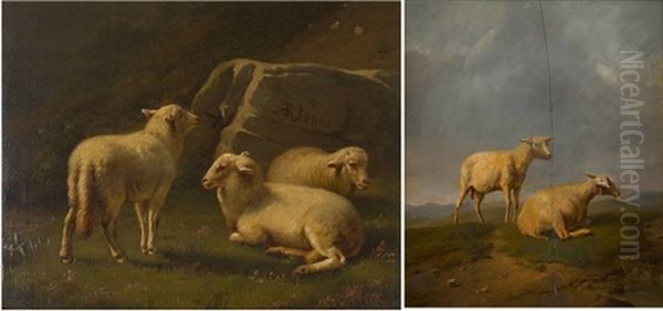 Trois Moutons Au Rocher (+ Deux Moutons Sur Fond De Paysage; 2 Works) - view 1
