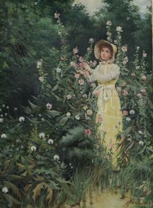 Attributed To Francis Coates Jones (american, 19th/20th Century) Woman Attending Her Roses by Francis Coates Jones