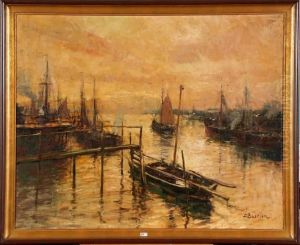 Port De Peche Au Crepuscule by Alfred Bastien