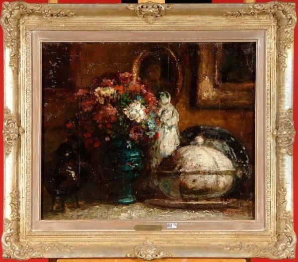 Nature Morte Aux Fleurs Et Aux Porcelaines - view 1