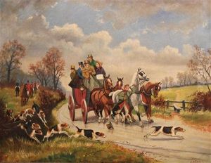A Hunt Scene With Horse-drawn Carriage by Herbert H. St. John Jones