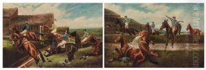 The Water Jump In The Grand National Steeplechase, 1913 And The Open Ditch In The Grand National Steeplechase, 1913:two by Herbert H. St. John Jones