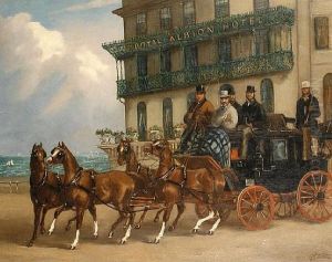 The London And Brighton Coach Before The Royal Albion Hotel, Brighton by Herbert H. St. John Jones