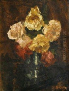 Vase De Roses by Alfred Bastien
