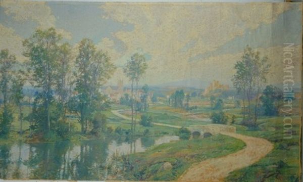 Extensive River Landscape With Village Beyond (collab. W/francis Coates Jones) - view 1