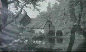 Ducks At The Mill Pond by Hugh Bolton Jones