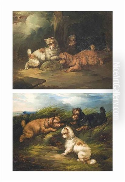 Terriers Ratting On The Moor; And Terriers With The Catch, A Pair - view 1