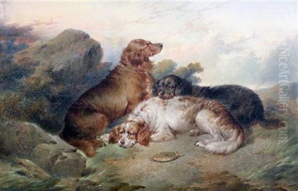 Spaniels At Rest (+ Terriers Rabbiting; Pair) - view 1