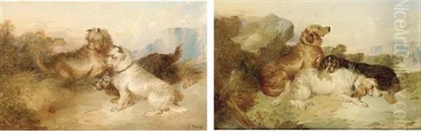 Setters In A Landscape (+ Terriers Ratting; Pair) - view 1