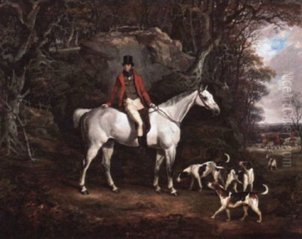 Portrait Of Rowland, Viscount Hill On His Grey Hunter With The Shropshire Hunt In The Distance - view 1