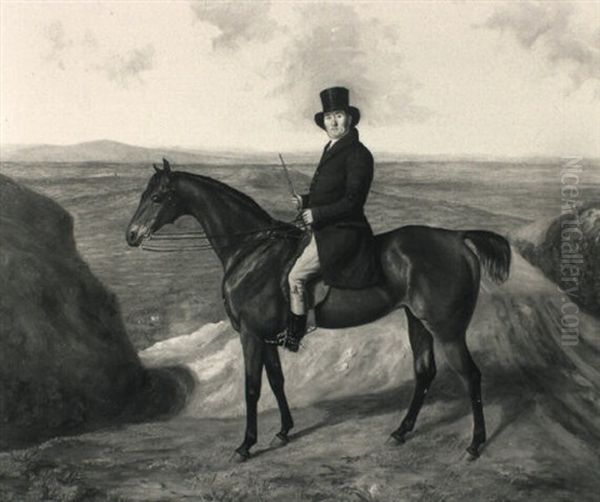 Equestrian Portrait Of A Gentleman On His Dark Bay Hunter - view 1