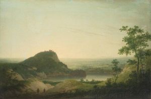 An Italianate River Landscape With Figures By The Shore