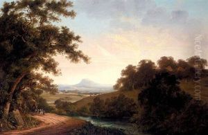 A Horse And Carriage On A Path In A River Landscape