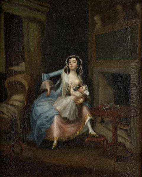 Lady Feeding Her Child In An Interior - view 1