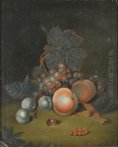 Stillleben Mit Trauben, Pfirsichen, Johannisbeeren Und Haselnuss
