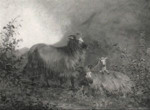 Sheep On A Hillside by Charles Jones