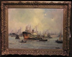 Boats In The Harbour Of Rotterdam by Jan De Jong