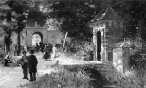 Townsfolk By A City Gate On A Sunny Day by Jan De Jong
