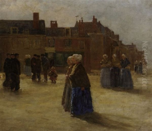 Figures In Traditional Dress In A Sunlit Street - view 1
