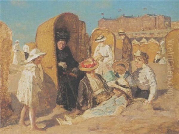 Elegant Company On Scheveningen Beach, The Palace Hotel In The Background - view 1