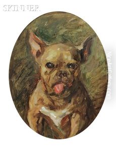 Portrait Of A Boston Terrier by Alphonse Jongers