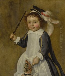 Portrait Of A Young Boy On A Hobby Horse, Three-quarter Length by Claude De Jongh