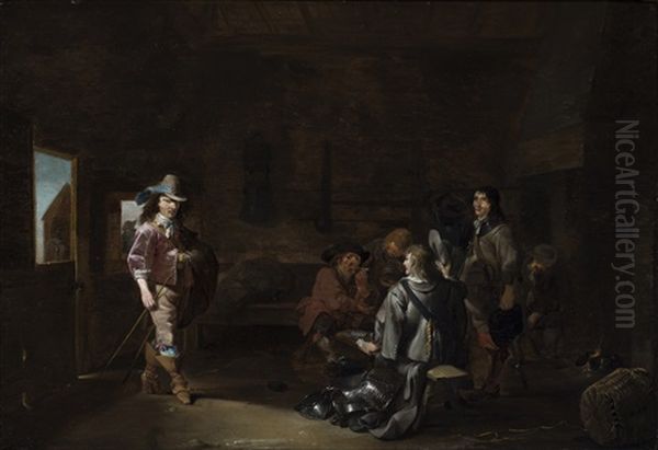 A 'kortegaardje": An Officer Entering A Guardroom And Soldiers Playing Cards At A Table - view 1
