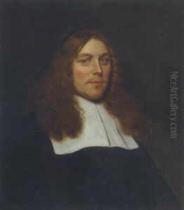 A Portrait Of A Vicar, Aged 34, In A Black Costume With A White Flat Collar
