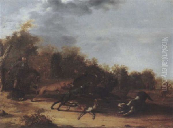 A Boar Hunt In The Forest - view 1