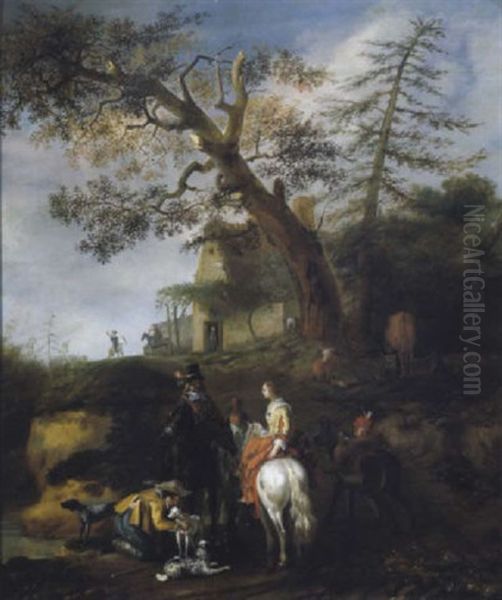 Rastende Jager In Einer Waldlandschaft - view 1