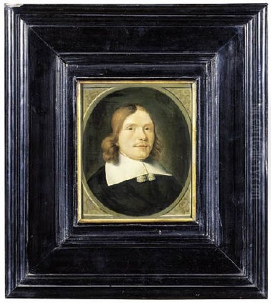 Portrait Of A Gentleman, Small Bust-length, Wearing Black Costume With Lace Collar - view 1