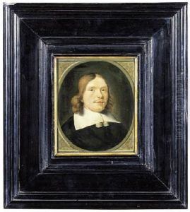 Portrait Of A Gentleman, Small Bust-length, Wearing Black Costume With Lace Collar by Ludolf de Jongh
