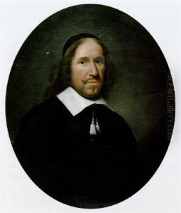Portrait Of A Gentleman Wearing A Black Costume With A Lace Collar And Cap