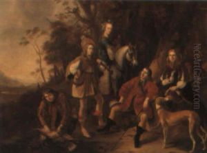 A Family Hunting Group In A Landscape A Family Hunting Group In A Landscape