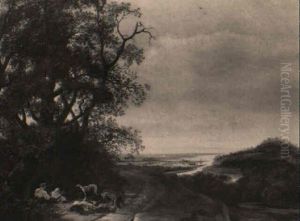 Weite Fluslandschaft Mit Der Rastenden Diana