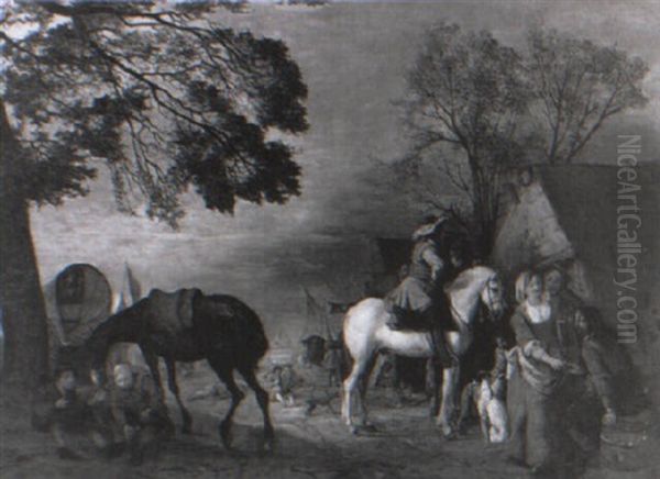 Ruiters En Andere Figuren Bij Een Herberg - view 1