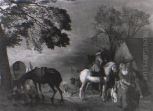 Ruiters En Andere Figuren Bij Een Herberg Ruiters En Andere Figuren Bij Een Herberg