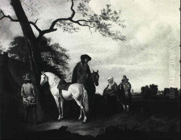 Horsemen Stopped In A Landscape - view 1