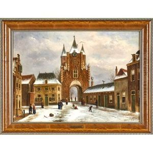 Wintry Afternoon In A Dutch Village by Oene Romkes De Jongh