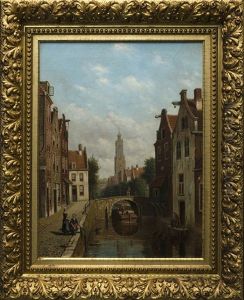 Amsterdam Canal Scene by Oene Romkes De Jongh