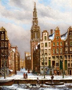 Winterse Gracht Bij De Zuiderkerk Te Amsterdam thumbnail