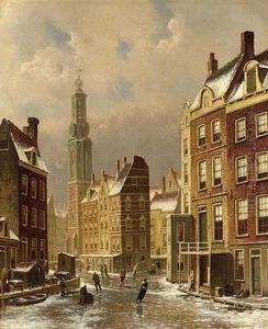 A View Of The Munttoren, Amsterdam by Oene Romkes De Jongh